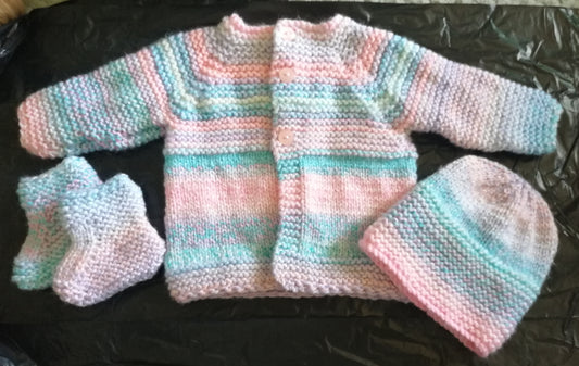 Hand Knitted - Newborn Multicoloured Set