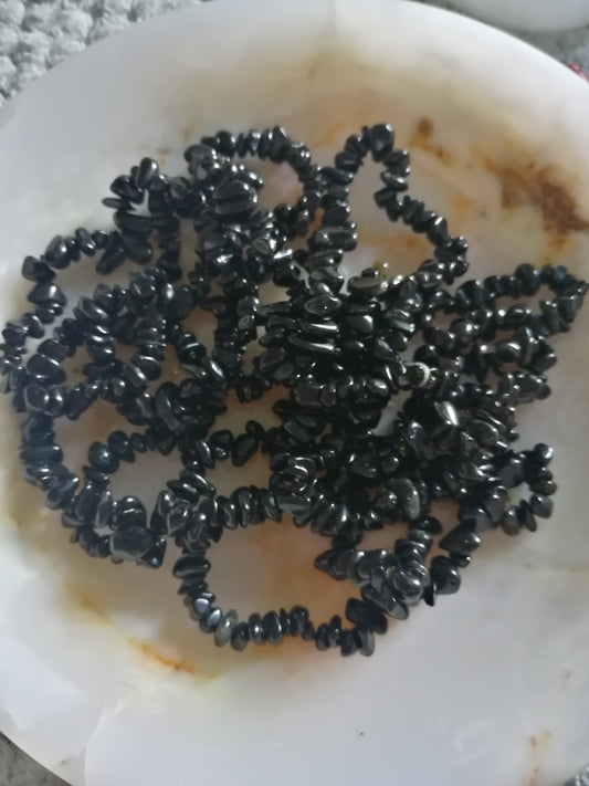 Black Obsidian Crystal Chip Bracelet's