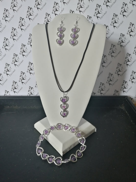 Hearts with Amethyst Jewellery Set