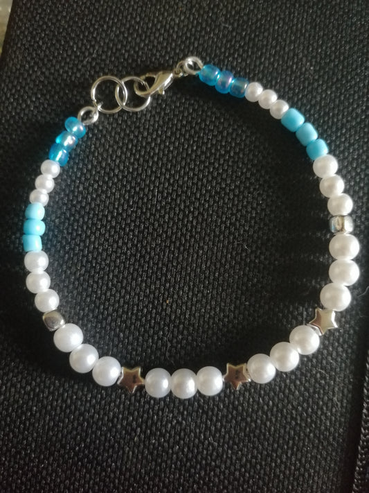 Pearl & Blue Beads Bracelet